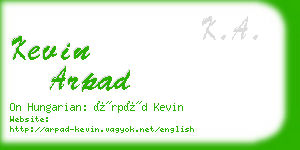 kevin arpad business card